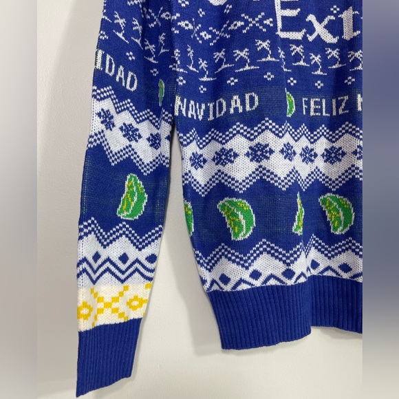 Corona Extra Feliz Navidad Blue Yellow Christmas Holiday Crewneck Sweater Size S - Picture 3 of 10